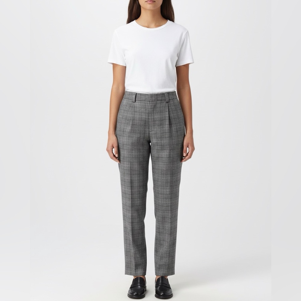 Ganni Check Plaid Phantom Suiting Pleated Window Pane Academia Trouser Pant 8/10